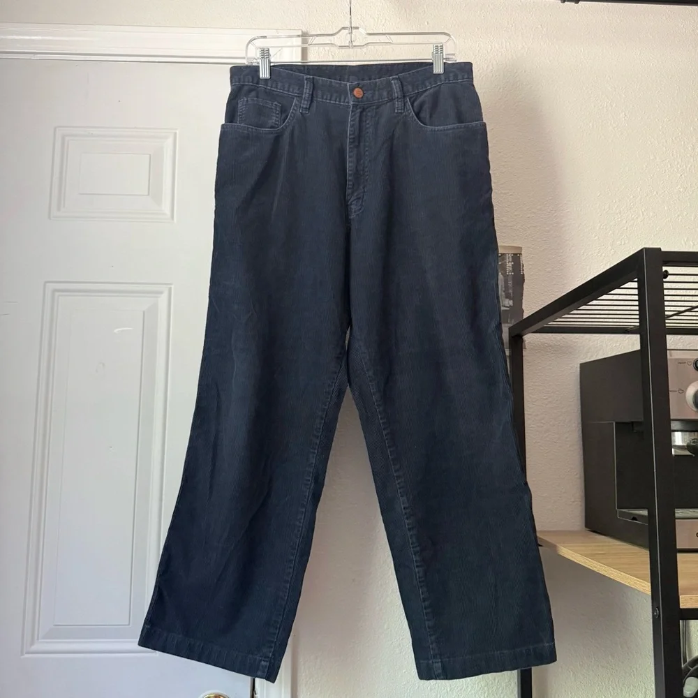 Todd Oldham vintage‎ blue corduroy straight wide leg cropped pants